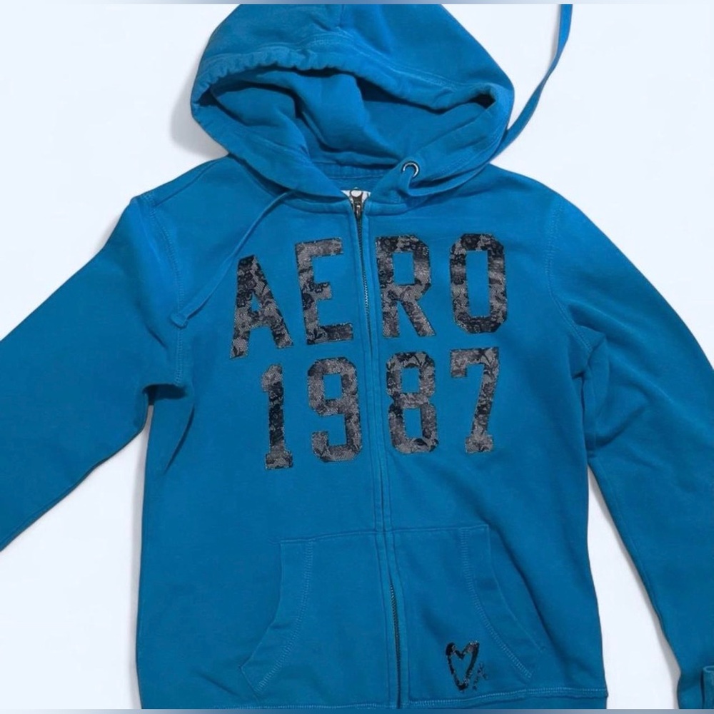 Women's Blue Aeropostale Zip-up Hoodie (SIZE S)
